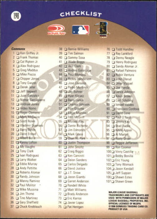 1998 Donruss Preferred #198 Todd Helton CL GS back image