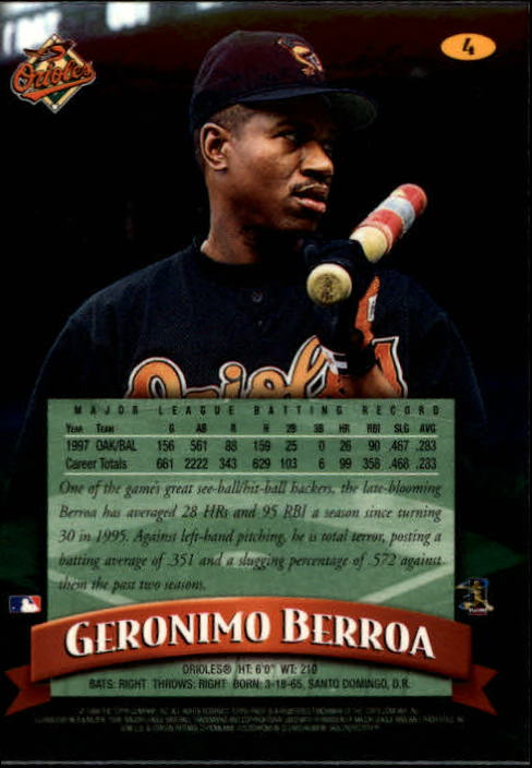 1998 Finest #4 Geronimo Berroa back image