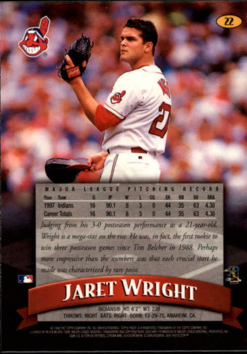 1998 Finest #22 Jaret Wright back image