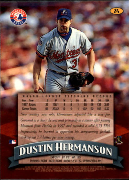 1998 Finest #24 Dustin Hermanson back image