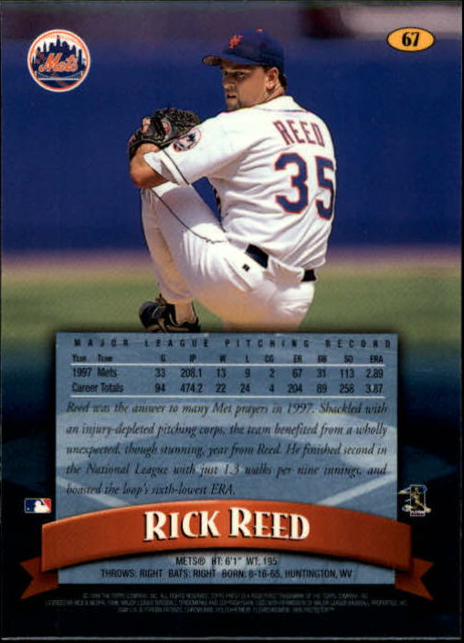 1998 Finest #67 Rick Reed back image