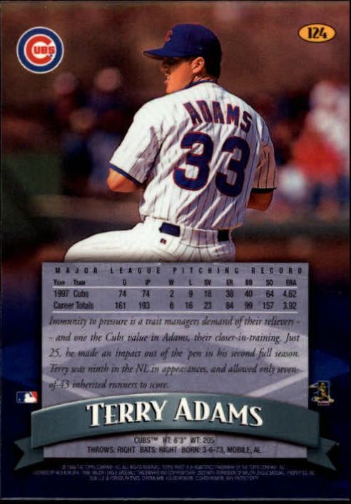 1998 Finest #124 Terry Adams back image