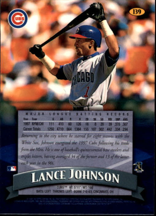 1998 Finest #139 Lance Johnson back image