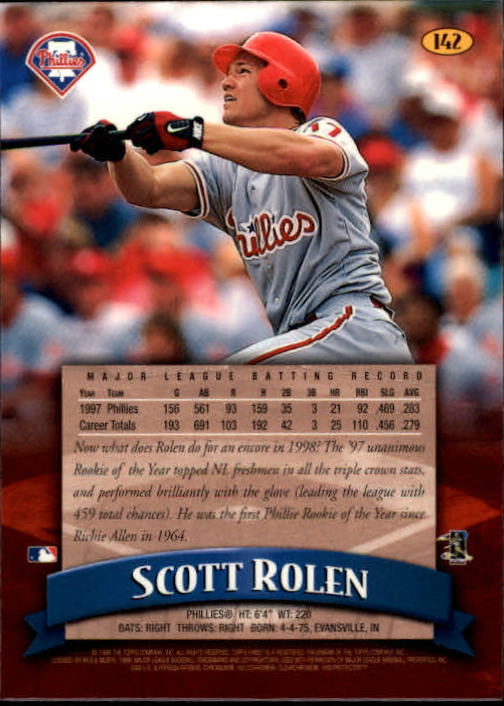 1998 Finest #142 Scott Rolen back image