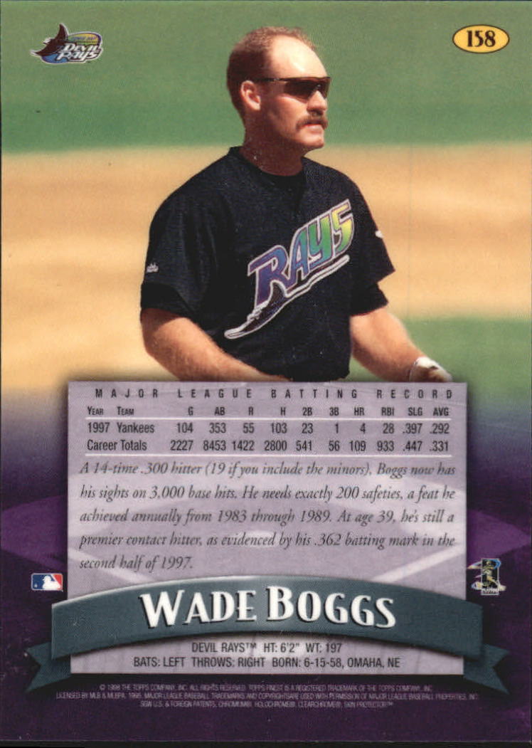 1998 Finest #158 Wade Boggs back image
