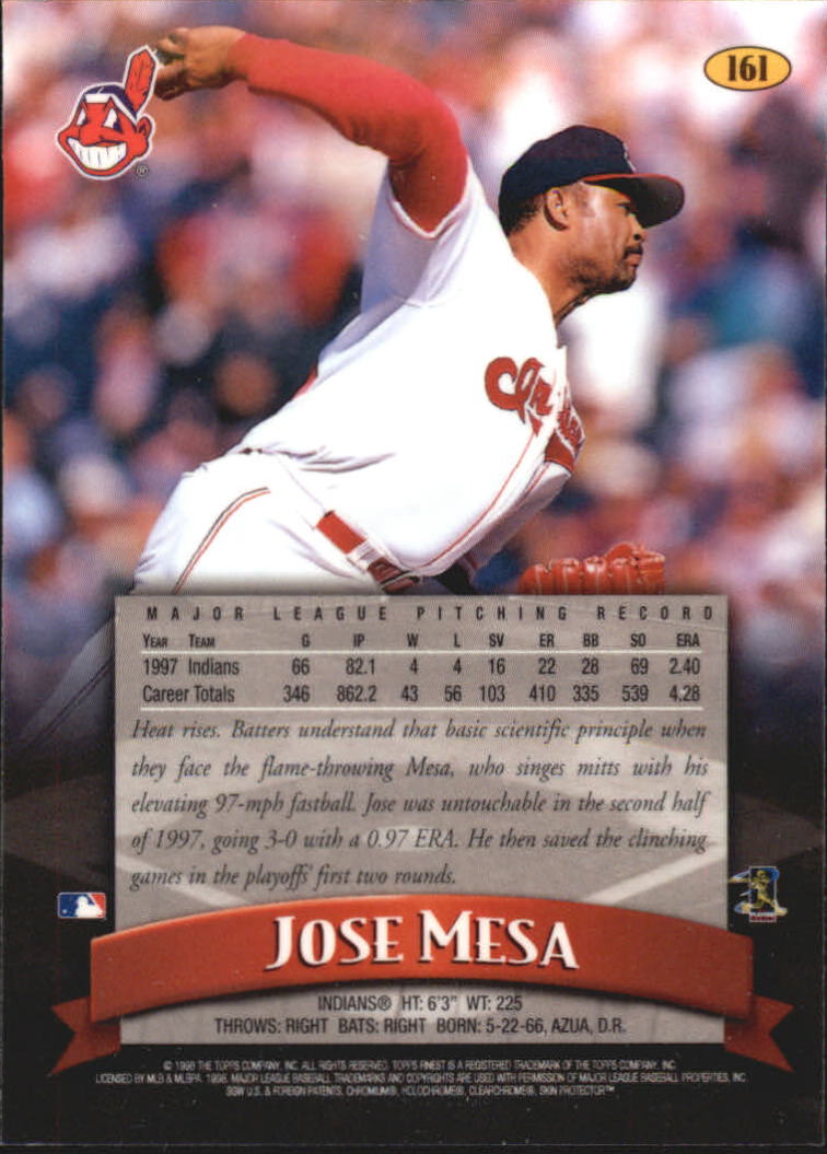 1998 Finest #161 Jose Mesa back image