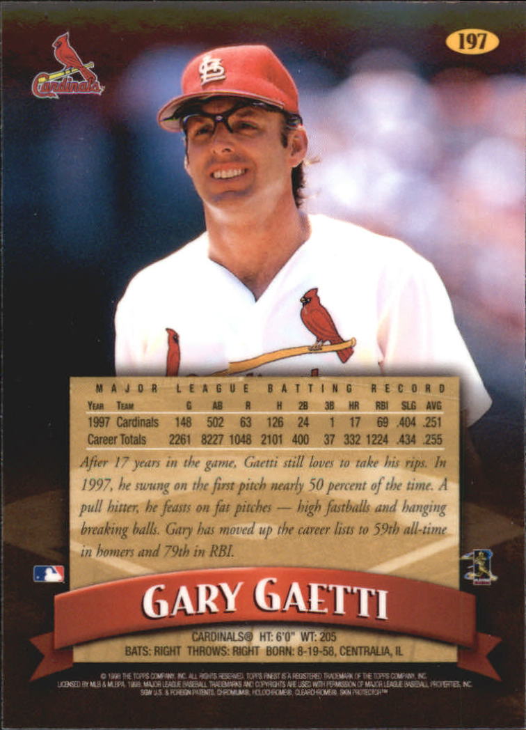 1998 Finest #197 Gary Gaetti back image