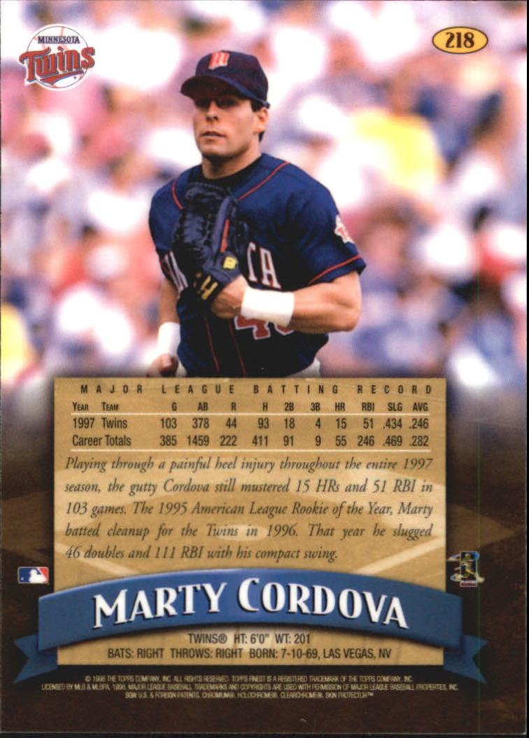 1998 Finest #218 Marty Cordova back image