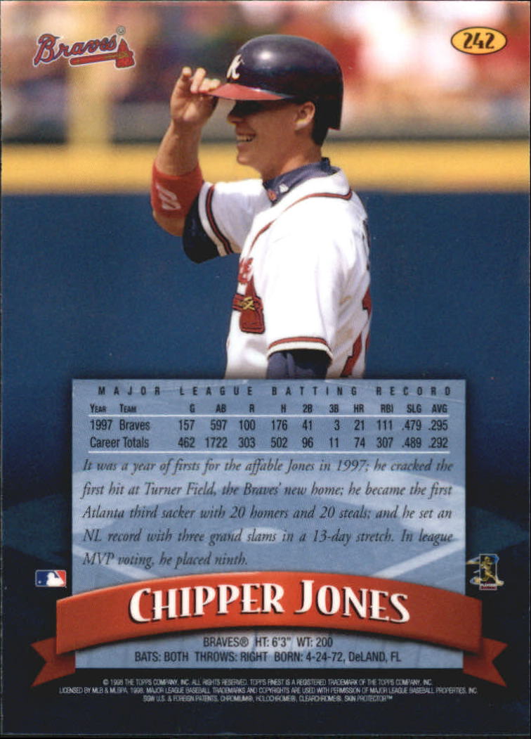 1998 Finest #242 Chipper Jones back image