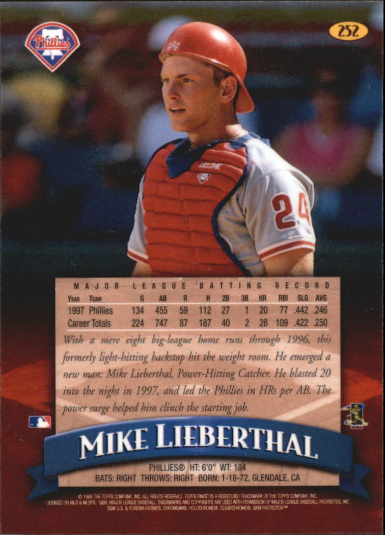 1998 Finest #252 Mike Lieberthal back image