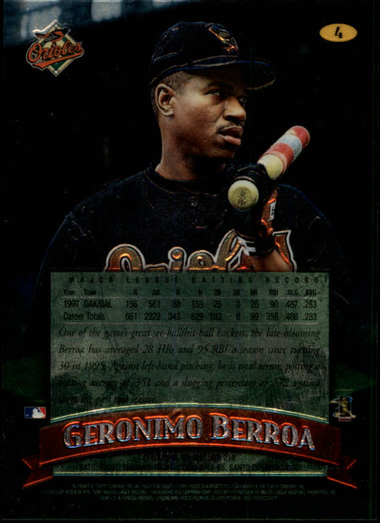 1998 Finest No-Protectors #4 Geronimo Berroa back image