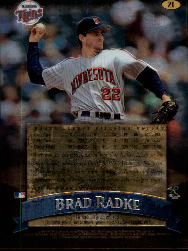 1998 Finest No-Protectors #21 Brad Radke back image