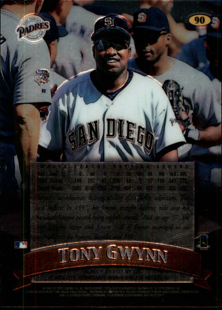 1998 Finest No-Protectors #90 Tony Gwynn back image