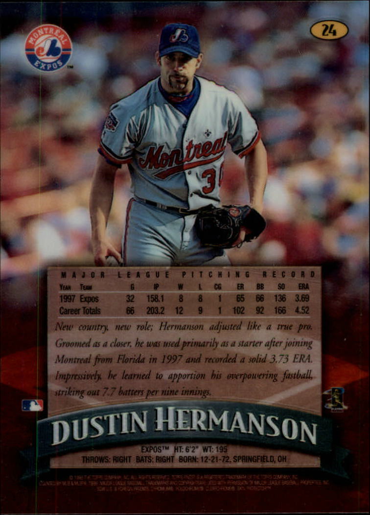 1998 Finest No-Protectors Refractors #24 Dustin Hermanson back image