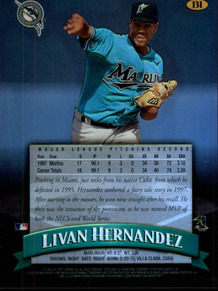 1998 Finest No-Protectors Refractors #131 Livan Hernandez back image