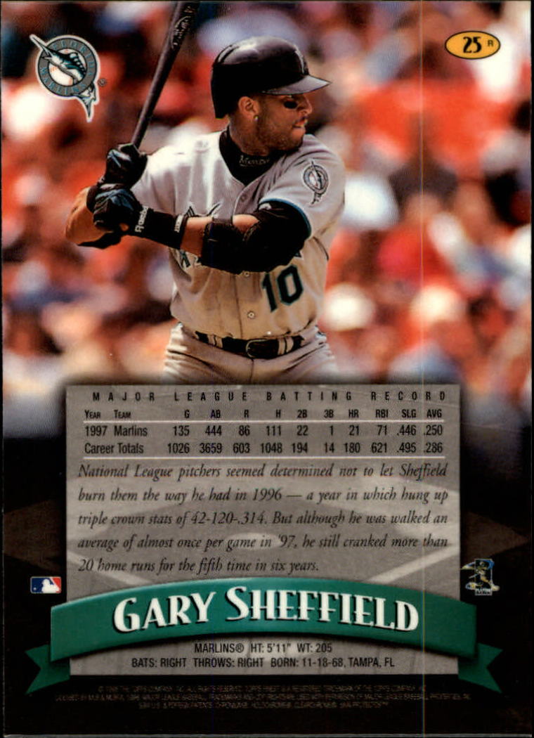 1998 Finest Refractors #25 Gary Sheffield back image