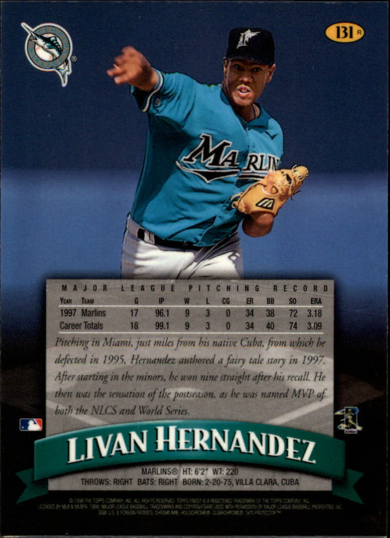 1998 Finest Refractors #131 Livan Hernandez back image