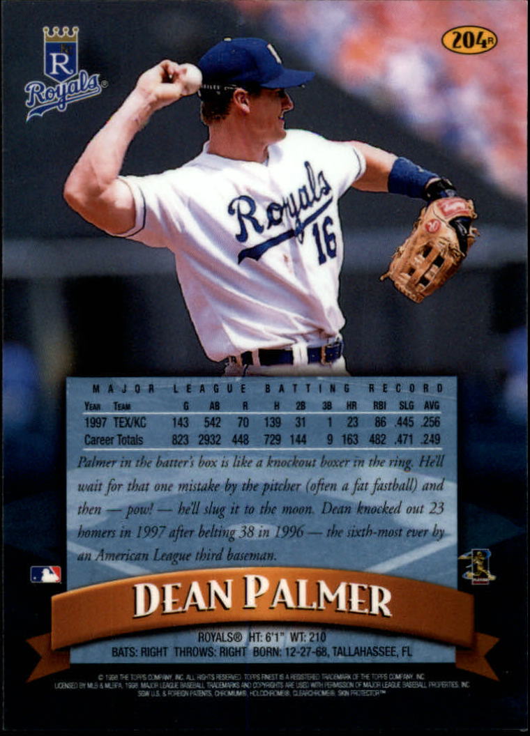 1998 Finest Refractors #204 Dean Palmer back image