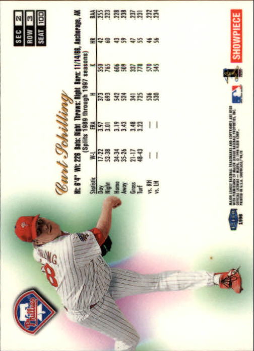 1998 Flair Showcase Row 3 #100 Curt Schilling back image