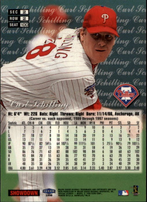 1998 Flair Showcase Row 2 #100 Curt Schilling back image