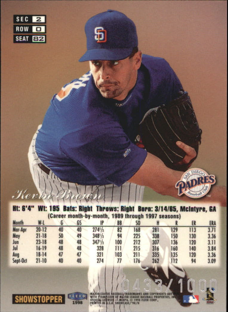 1998 Flair Showcase Row 0 #82 Kevin Brown back image