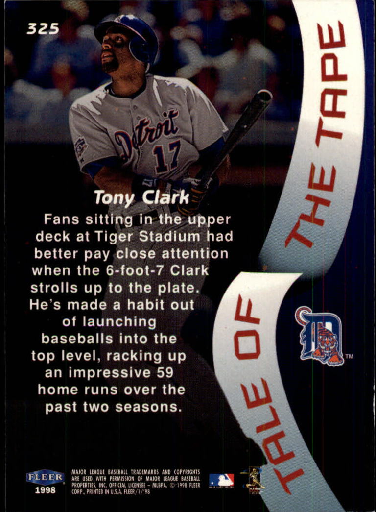 1998 Fleer Tradition #325 Tony Clark TT back image