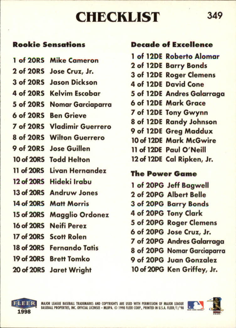 A1232- 1998 Fleer Tradition BB # S 251-500 + Rookies -du Pick- 15 + Gratis US - Bild 175 von 457