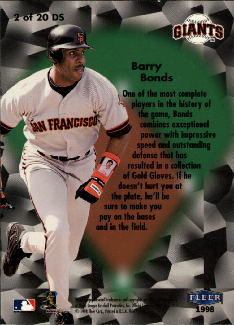 1998 Fleer Tradition Diamond Standouts #2 Barry Bonds back image