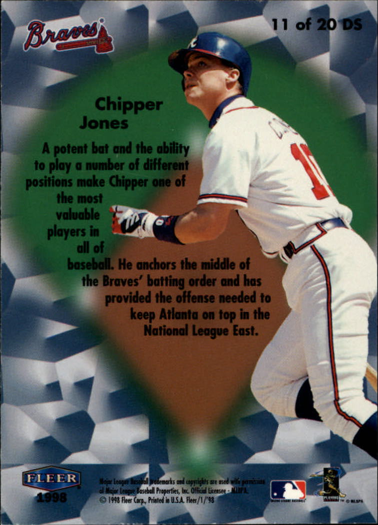 1998 Fleer Tradition Diamond Standouts #11 Chipper Jones back image