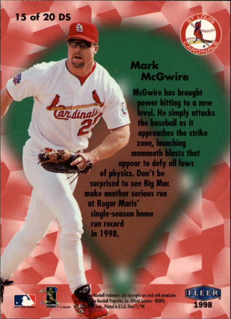 1998 Fleer Tradition Diamond Standouts #15 Mark McGwire back image