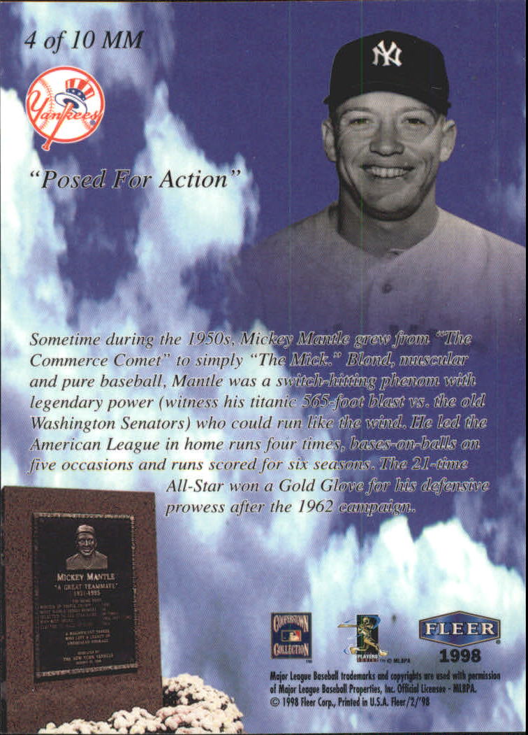 1998 Fleer Tradition Mickey Mantle Monumental Moments #4 Mickey Mantle back image