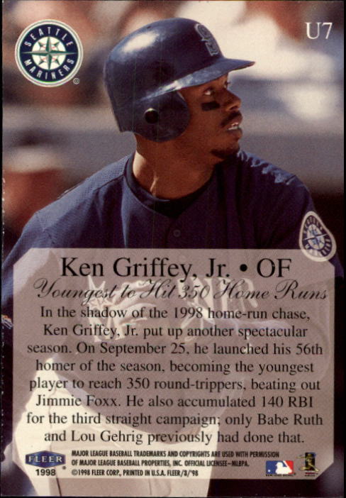 1998 Fleer Tradition Update #U7 Ken Griffey Jr. HL back image