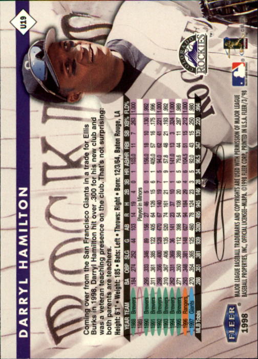 1998 Fleer Tradition Update Baseball "Main Set" Base Cards - Picture 39 of 199