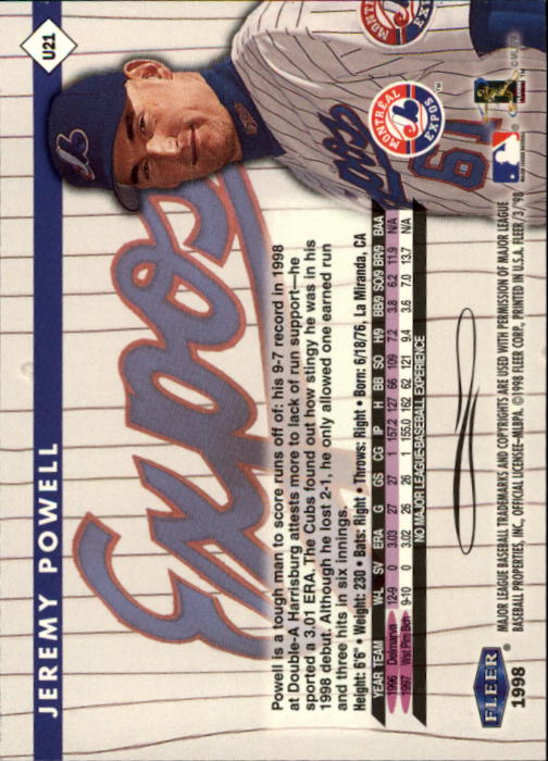1998 Fleer Tradition Update Baseball "Main Set" Base Cards - Picture 43 of 199