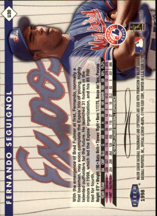1998 Fleer Tradition Update Baseball "Main Set" Base Cards - Picture 61 of 199