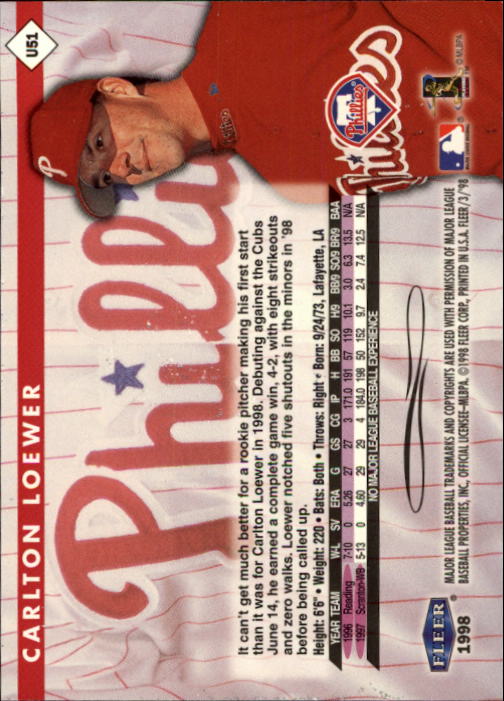 1998 Fleer Tradition Update Baseball "Main Set" Base Cards - Picture 103 of 199