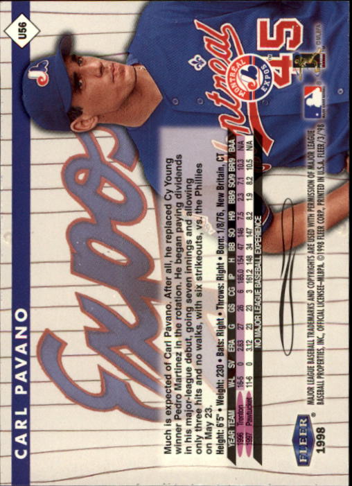 1998 Fleer Tradition Update Baseball "Main Set" Base Cards - Picture 113 of 199