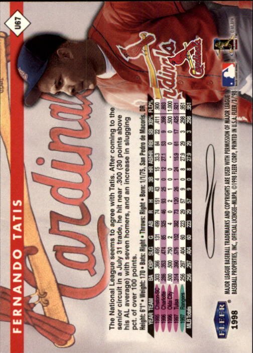 1998 Fleer Tradition Update Baseball "Main Set" Base Cards - Picture 135 of 199