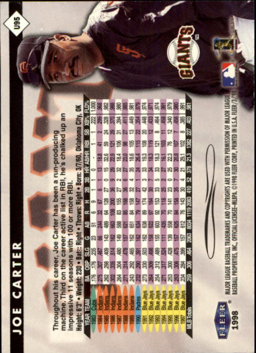 1998 Fleer Tradition Update Baseball "Main Set" Base Cards - Picture 189 of 199