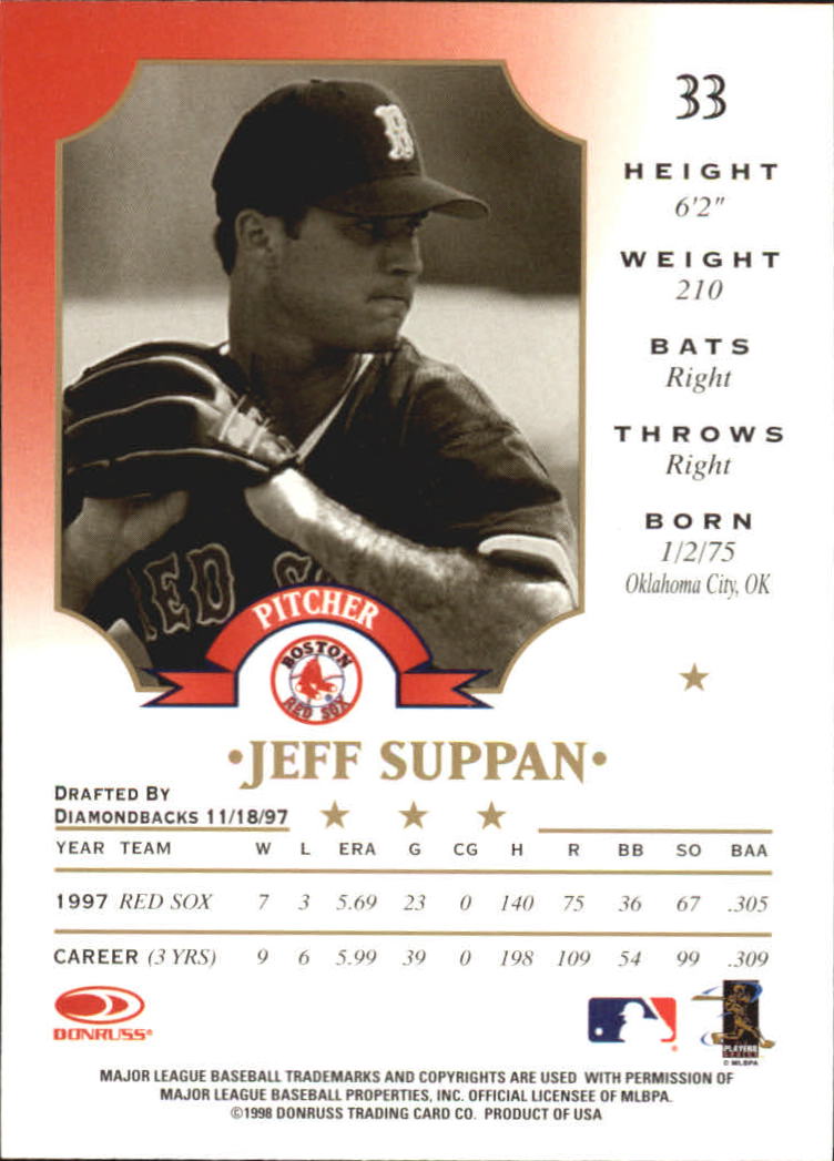 1998 Leaf #33 Jeff Suppan back image