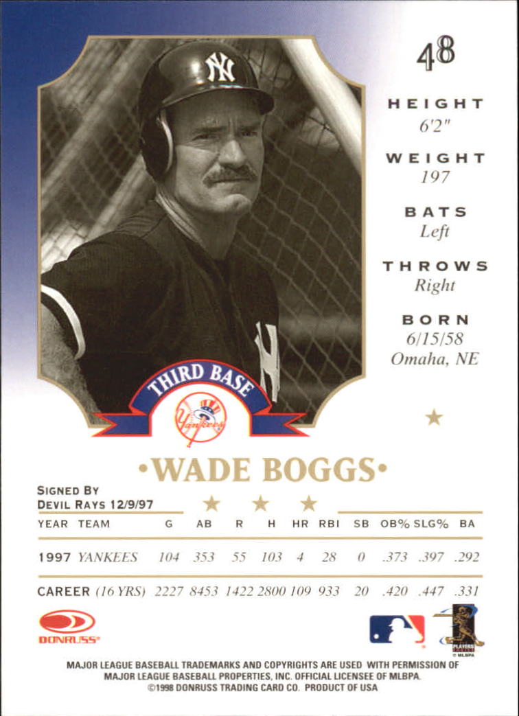 Wade Boggs cards (1989-2024) Red Sox Yankees Rays - You Choose