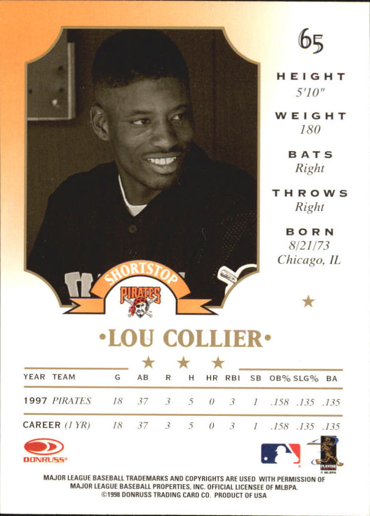 1998 Leaf #65 Lou Collier back image