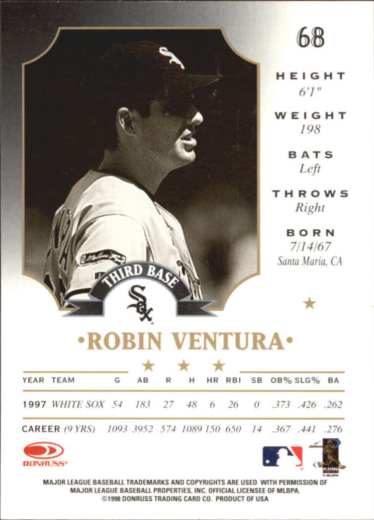 1998 Leaf #68 Robin Ventura back image