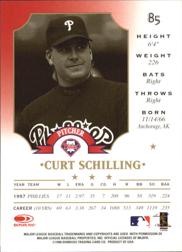 1998 Leaf #85 Curt Schilling back image
