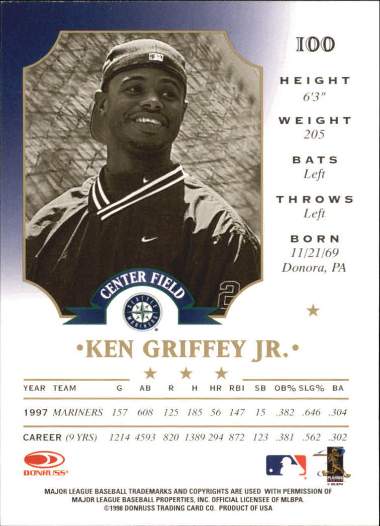 1998 Leaf #100 Ken Griffey Jr. back image