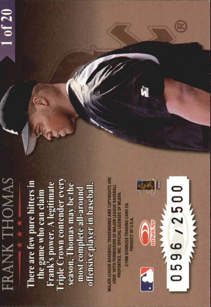 1998 Leaf Rookies and Stars Great American Heroes #1 Frank Thomas back image
