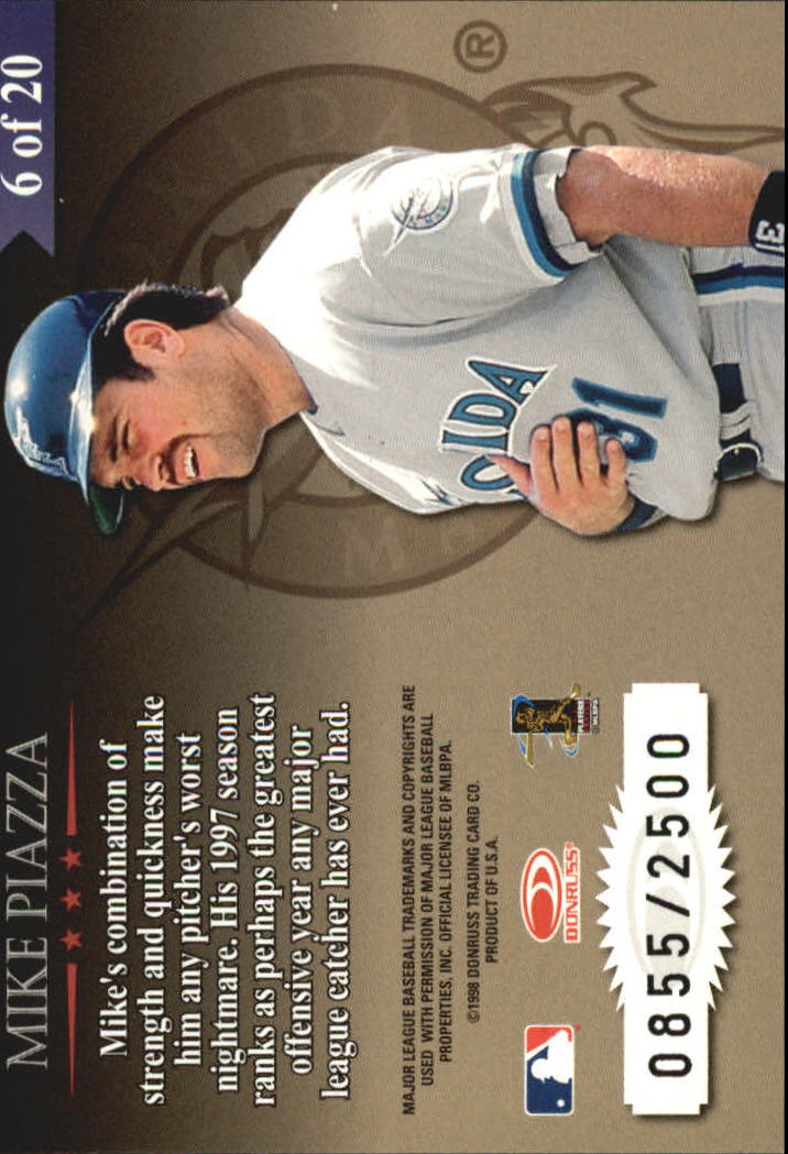1998 Leaf Rookies and Stars Great American Heroes #6 Mike Piazza back image