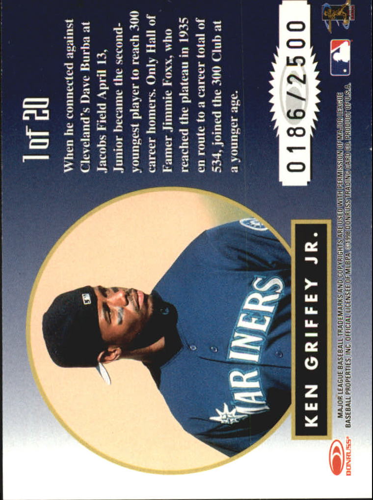 1998 Leaf Rookies and Stars Greatest Hits #1 Ken Griffey Jr. back image