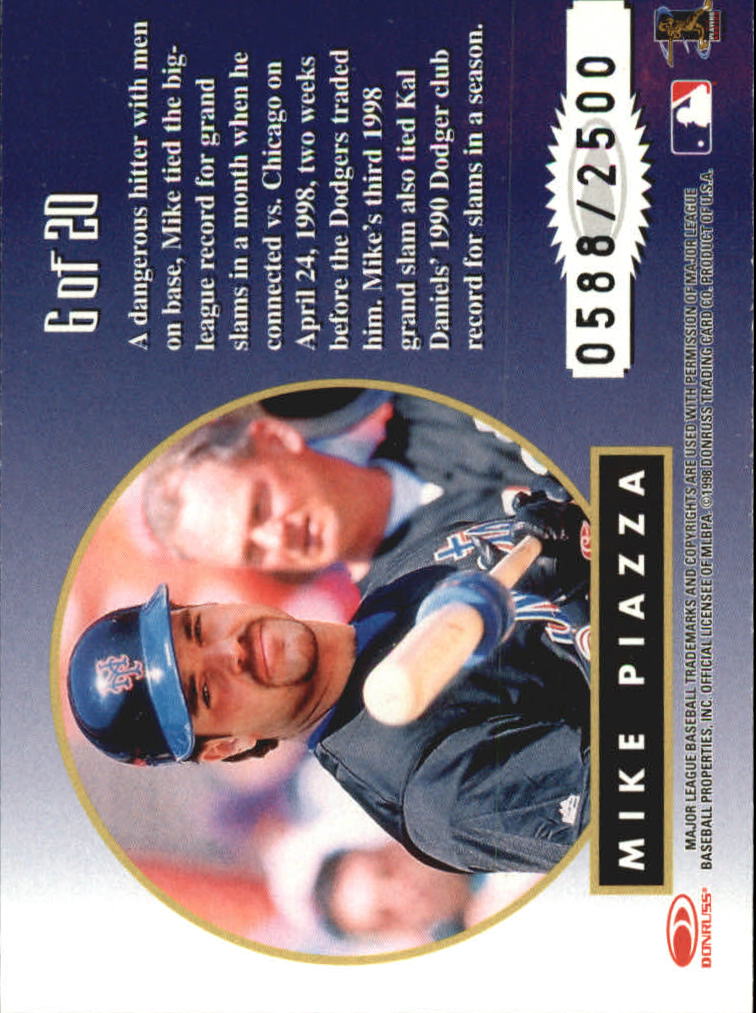 1998 Leaf Rookies and Stars Greatest Hits #6 Mike Piazza back image