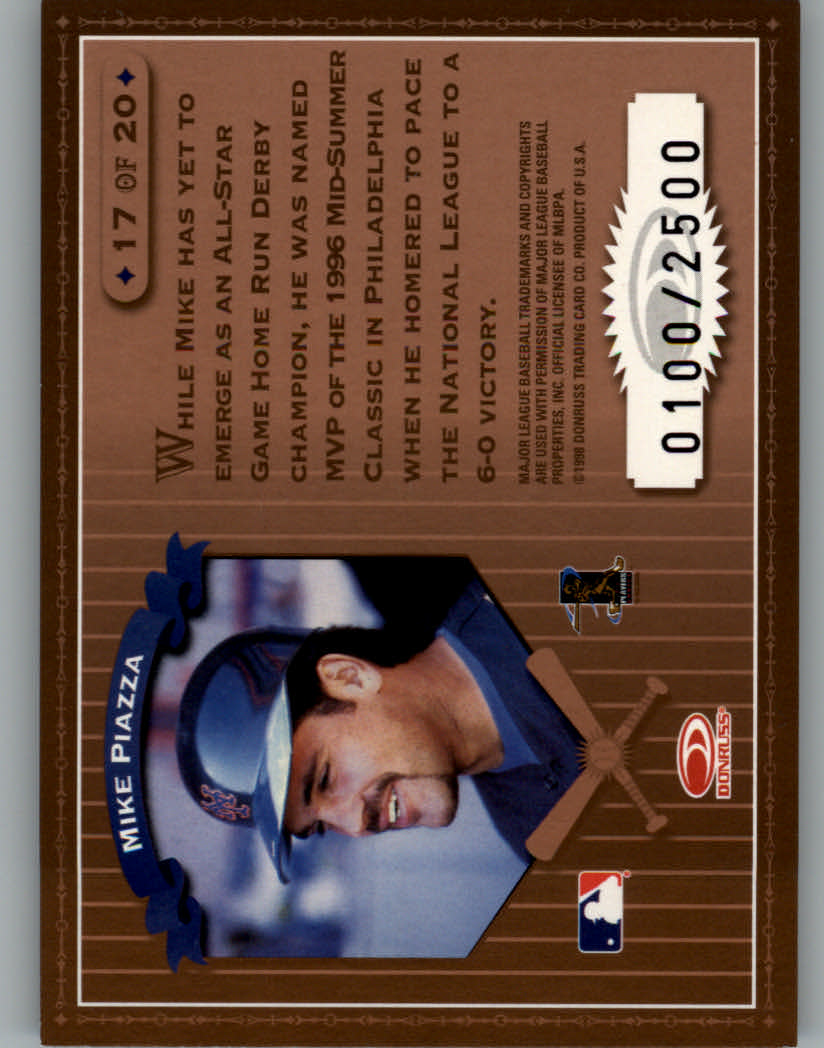 1998 Leaf Rookies and Stars Home Run Derby #17 Mike Piazza back image